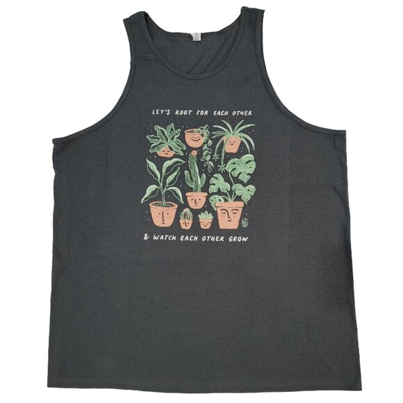 "Let's Root for Each Other & Watch Each Other Grow" Plants Grey Tank Top - Picture 1 of 5